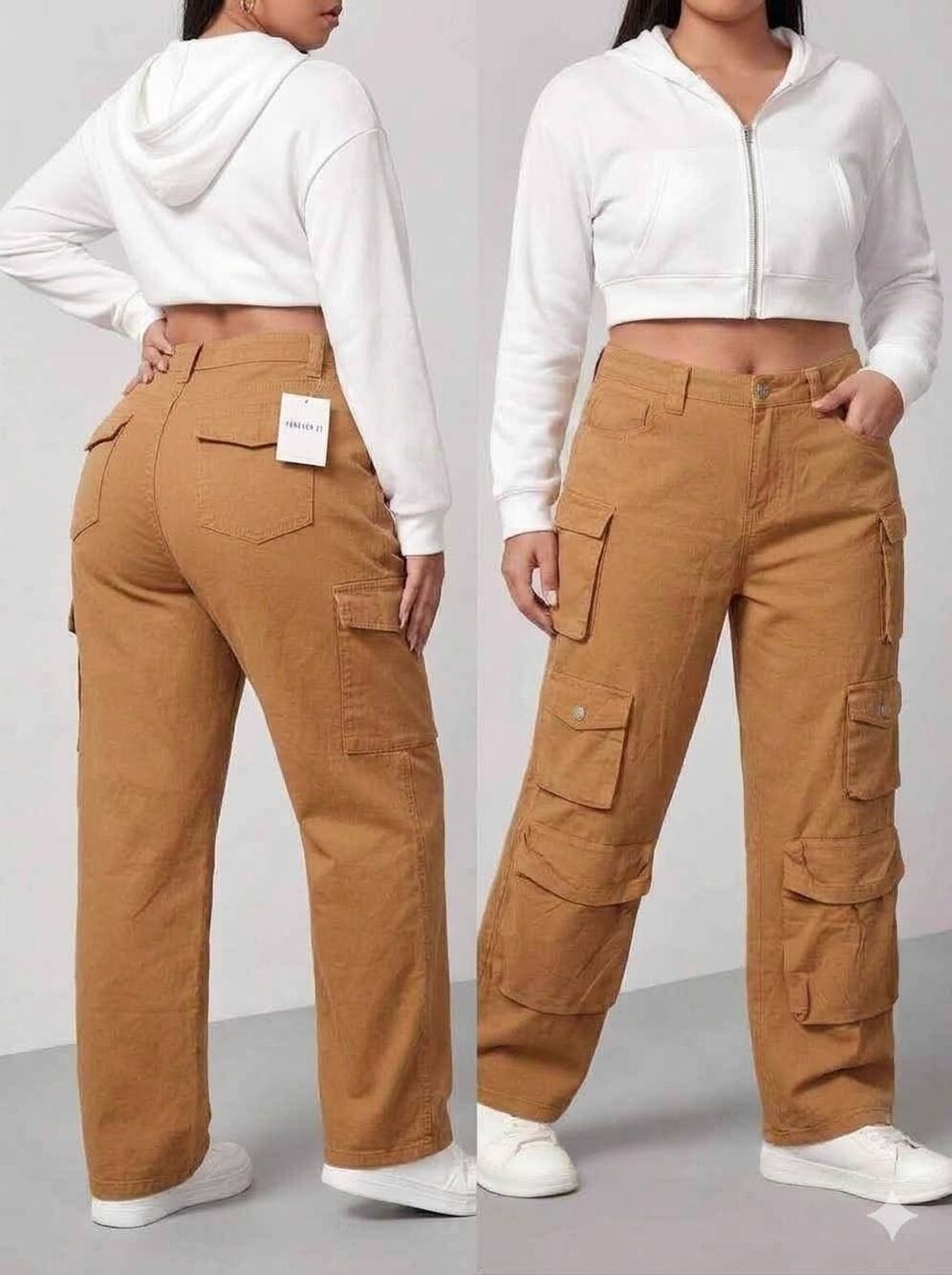 NWT Forever 21 Cargo Wide Leg Women's Pants - Medium 28W x 30.5L - Tan